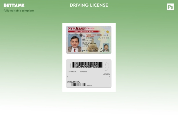 Модерен стил шаблон за возачка дозвола во САД Њу Џерси